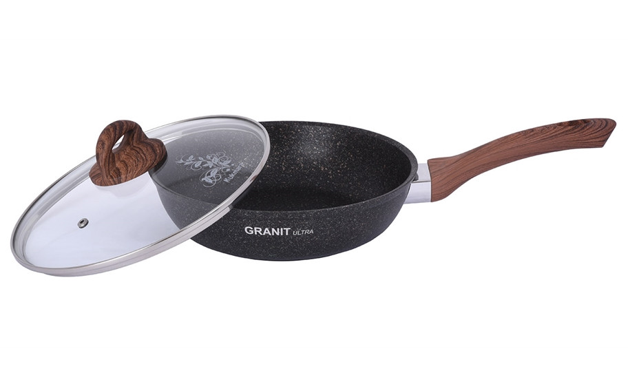 Сковорода 260мм с ручкой, с крышкой АП линия "Granit ultra" (original)