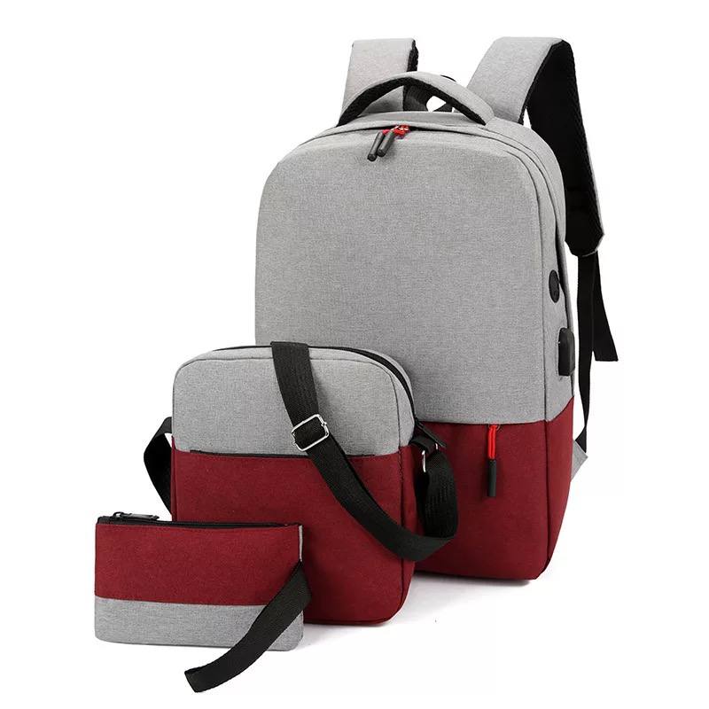 Бизнес рюкзак с USB + 2 сумки(сумка-почтальона и кошелёк)