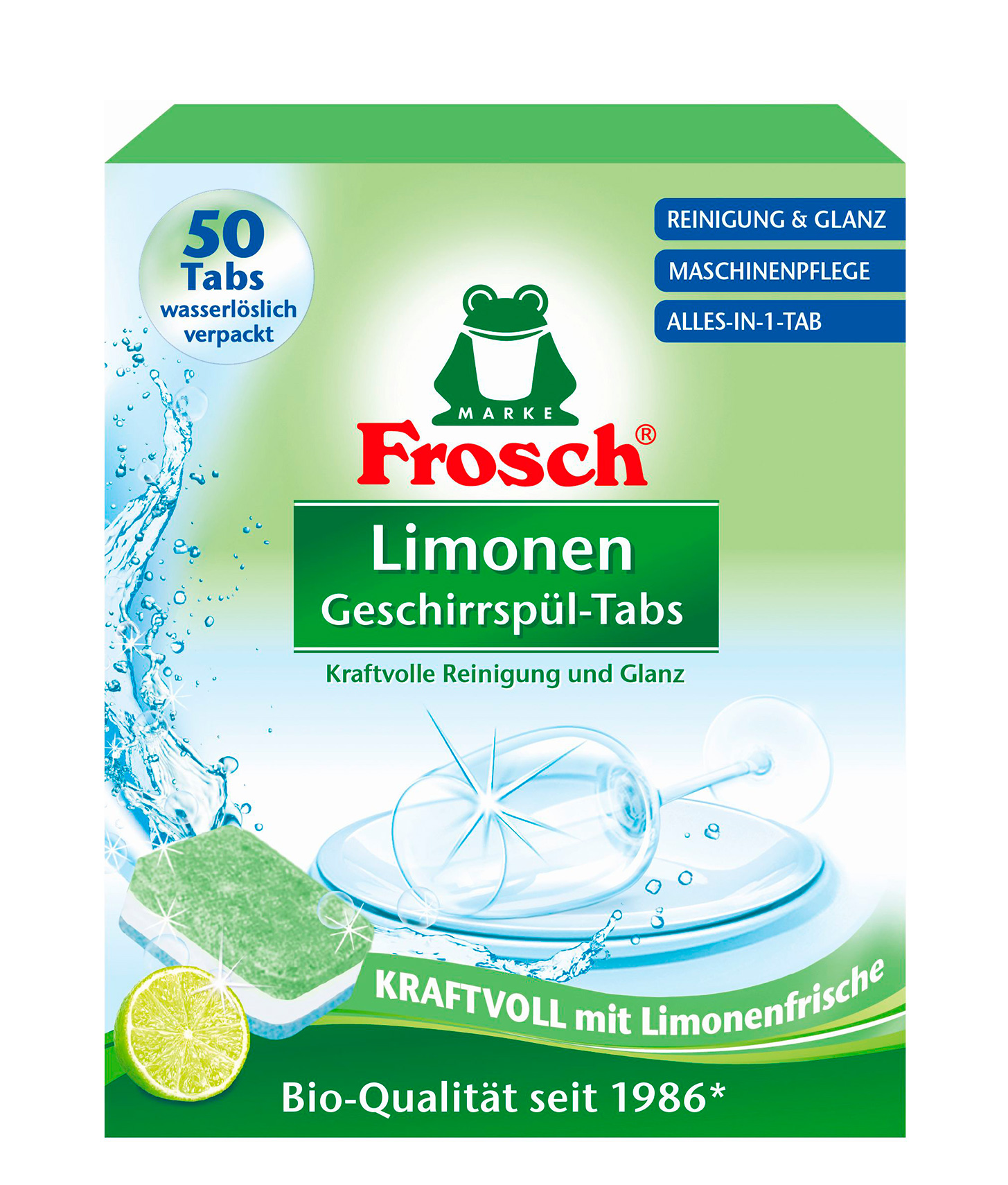 Таблетки для посудомоечной машины Frosch Лимон, 50 шт