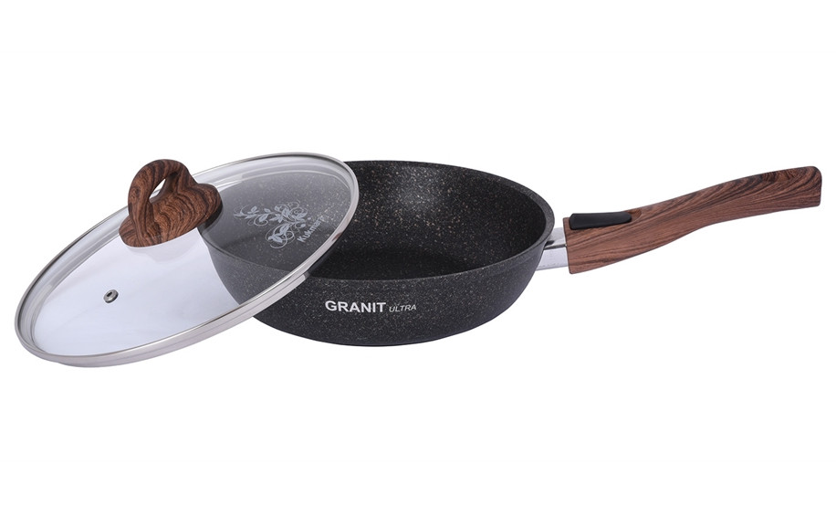 Сковорода 260мм со съемной ручкой, с крышкой  АП линия "Granit ultra" (original)