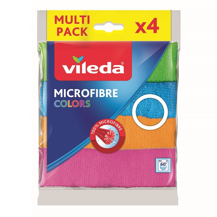 Комплект универсальных салфеток из микрофибры colors Vileda, 4 шт