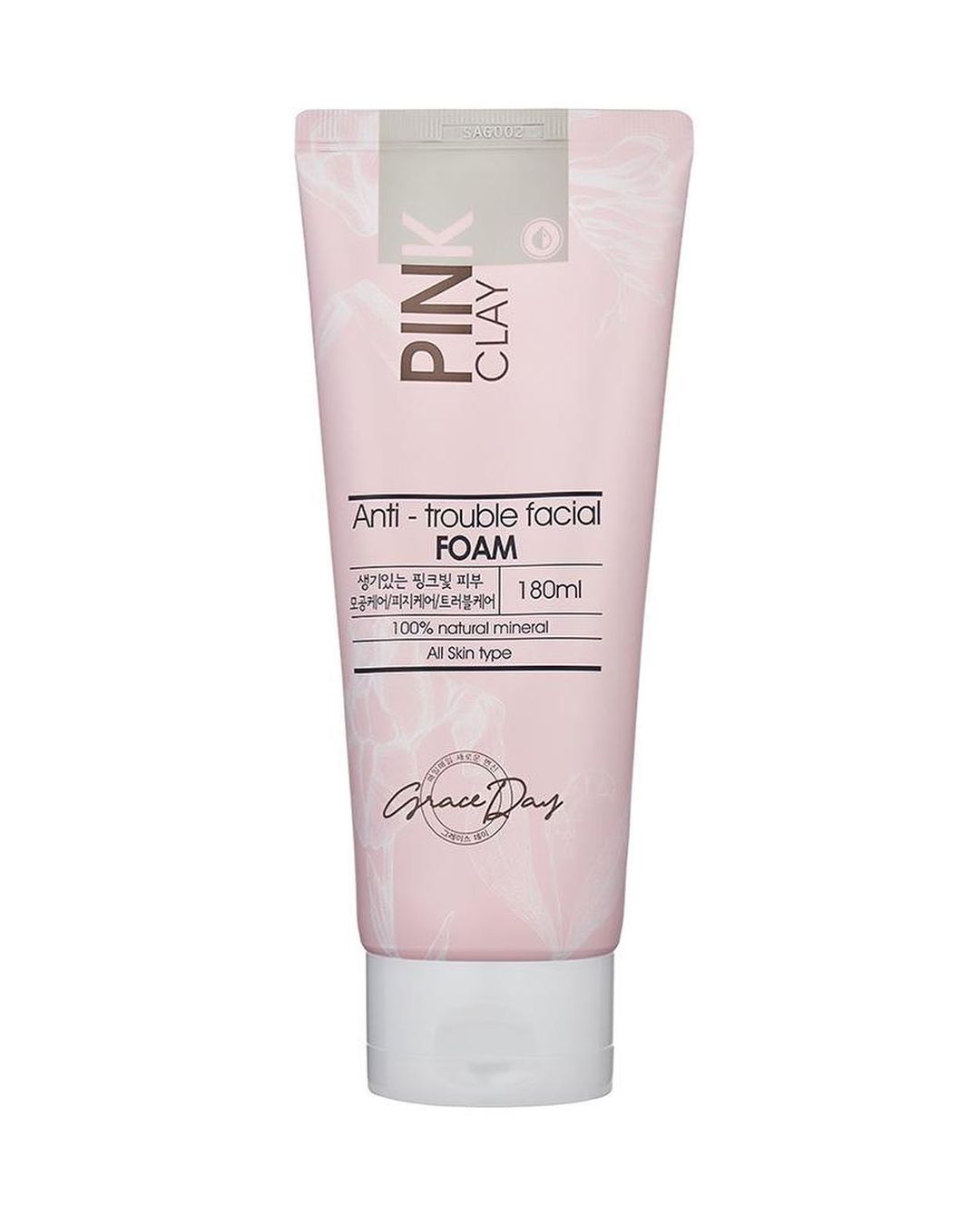 Пенка для умывания для проблемной и чувствительной кожи лица с розовой глиной Grace Day Pink Clay Anti-Trouble Facial Foam,180 ml